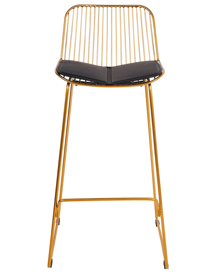 Set of 2 Bar Chairs Metal Gold For Indoor Use Only Movaro