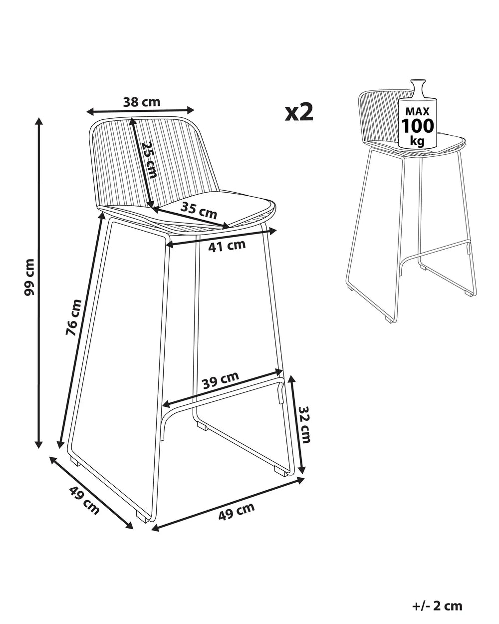 Set of 2 Bar Chairs Metal Gold For Indoor Use Only Movaro