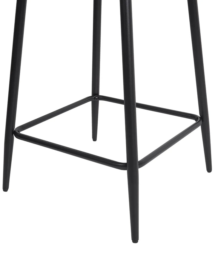 Set of 2 Bar Chairs Velvet Light Beige Comfortable Footrest Quaro