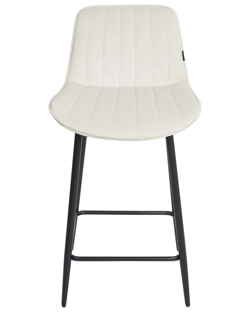 Set of 2 Bar Chairs Velvet Light Beige Comfortable Footrest Quaro