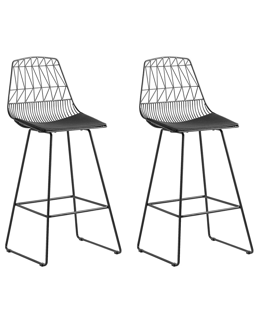 Set of 2 Bar Chairs Metal Black Easily Movable Yerano