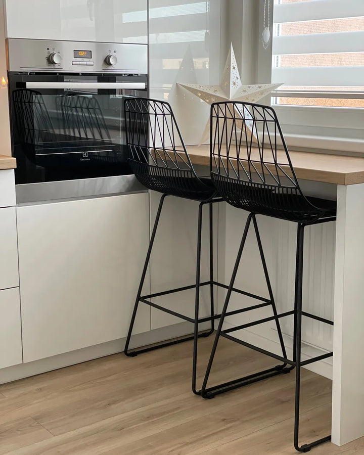 Set of 2 Bar Chairs Metal Black Easily Movable Yerano