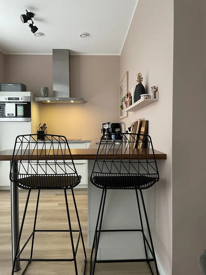 Set of 2 Bar Chairs Metal Black Easily Movable Yerano