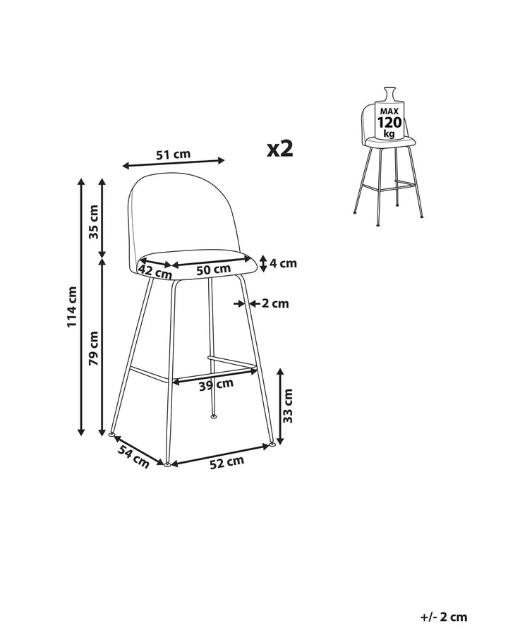 Set of 2 Bar Chairs ARCOLA Emerald Green Floor Protection Trevla