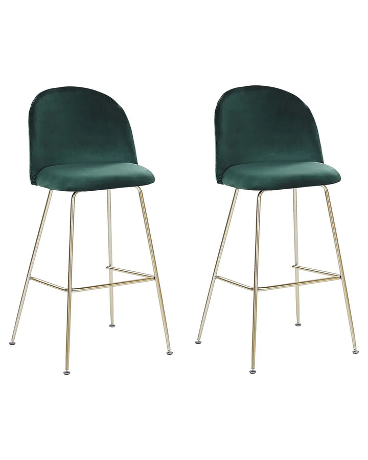 Set of 2 Bar Chairs ARCOLA Emerald Green Floor Protection Trevla