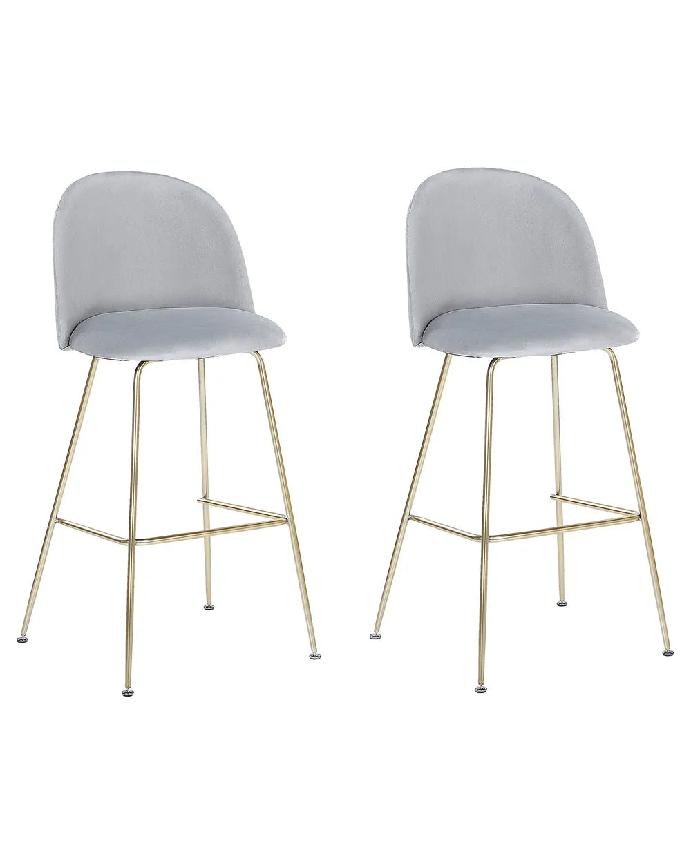 Set of 2 Bar Chairs Velvet Light Grey Elegant Design Vellero