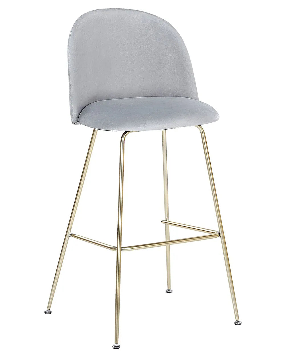 Set of 2 Bar Chairs Velvet Light Grey Elegant Design Vellero
