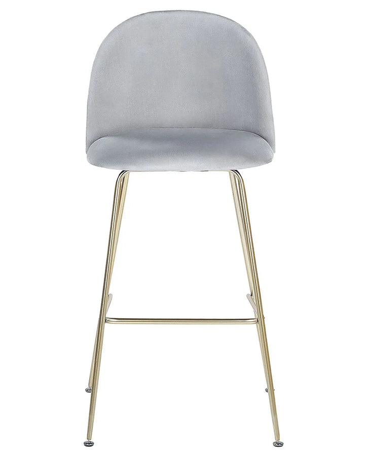 Set of 2 Bar Chairs Velvet Light Grey Elegant Design Vellero