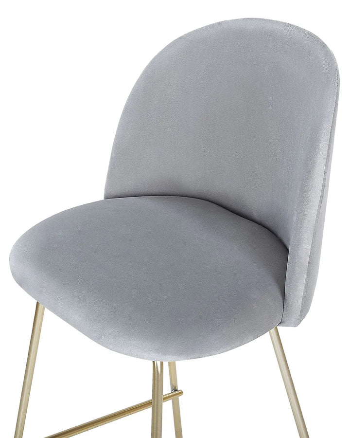Set of 2 Bar Chairs Velvet Light Grey Elegant Design Vellero