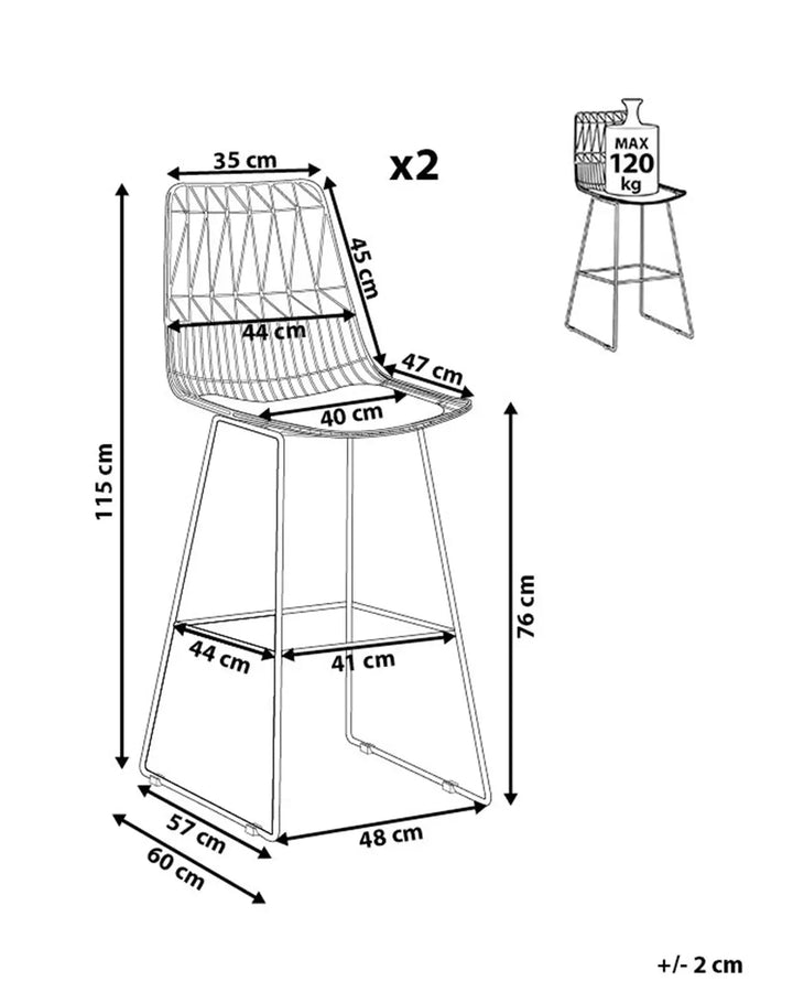 Set of 2 Bar Chairs Metal Silver Well-Suited for Variety Zentro