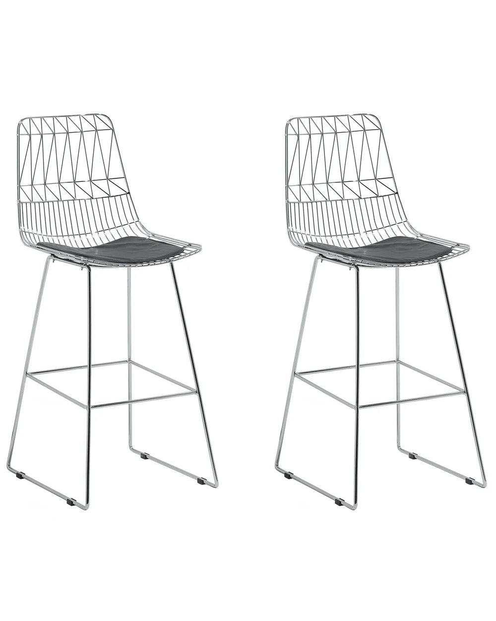 Set of 2 Bar Chairs Metal Silver Well-Suited for Variety Zentro
