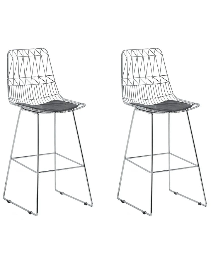 Set of 2 Bar Chairs Metal Silver Well-Suited for Variety Zentro