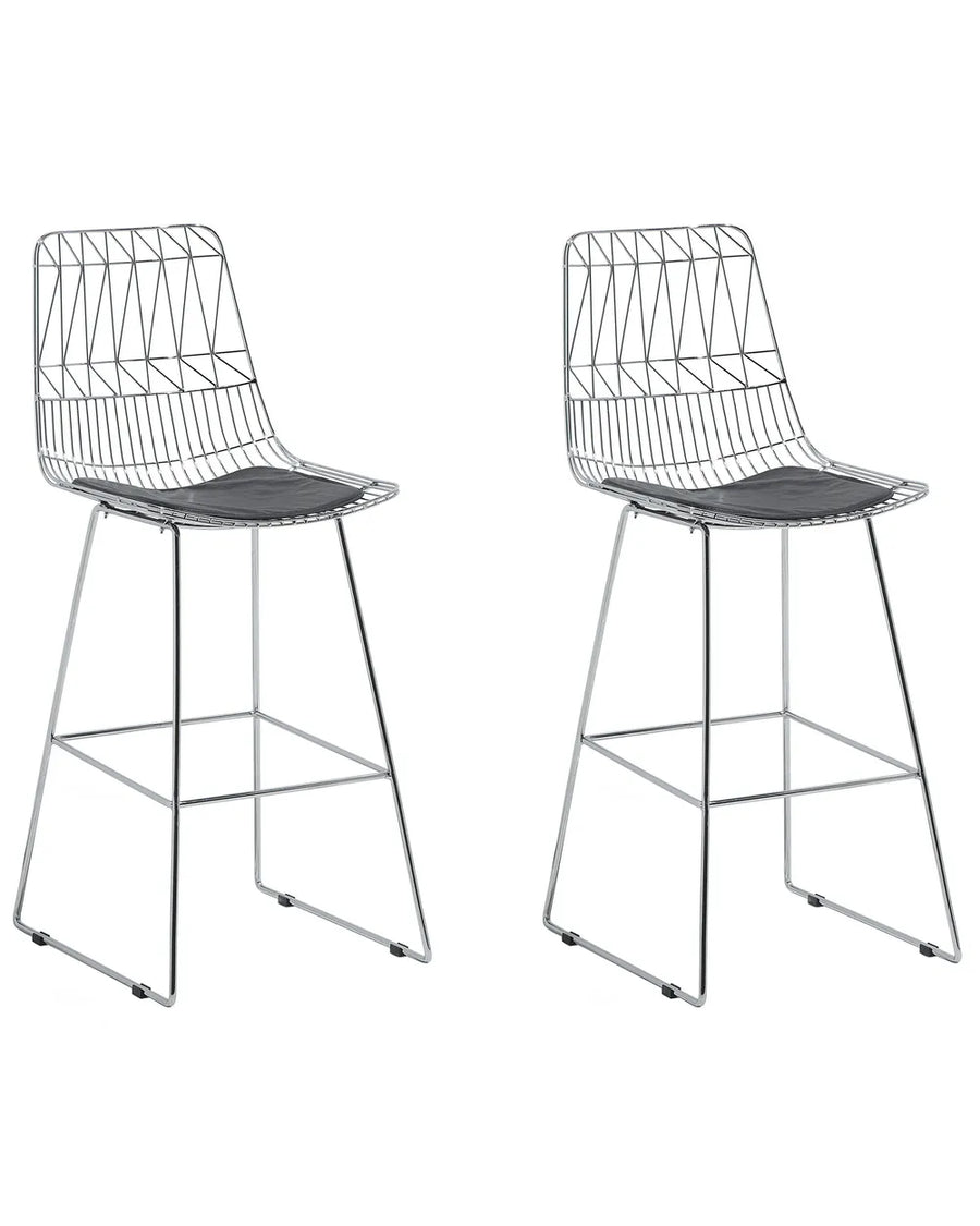 Set of 2 Bar Chairs Metal Silver Well-Suited for Variety Zentro