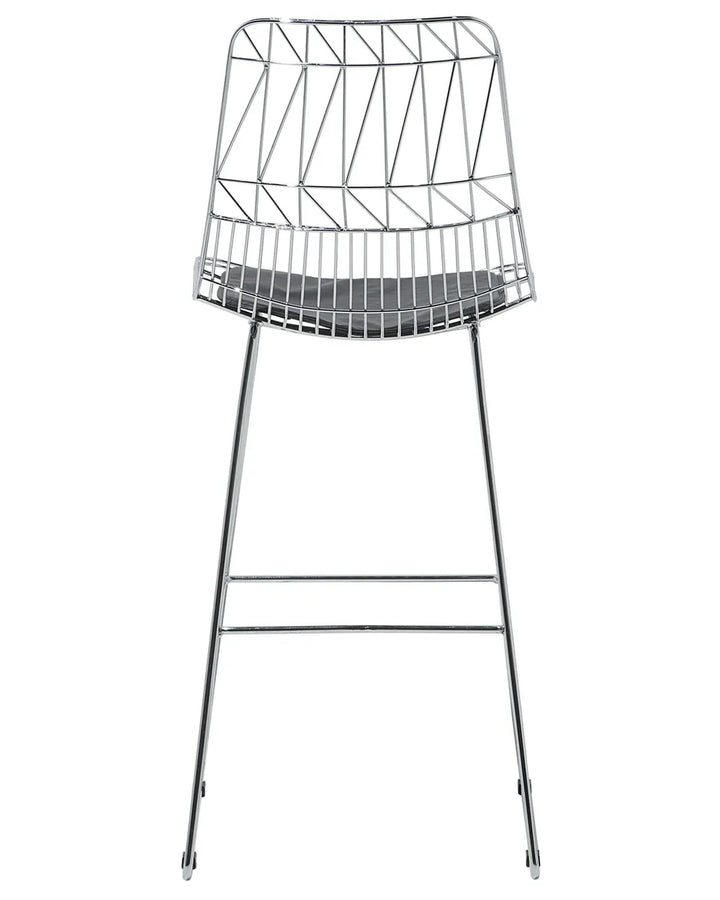 Set of 2 Bar Chairs Metal Silver Well-Suited for Variety Zentro