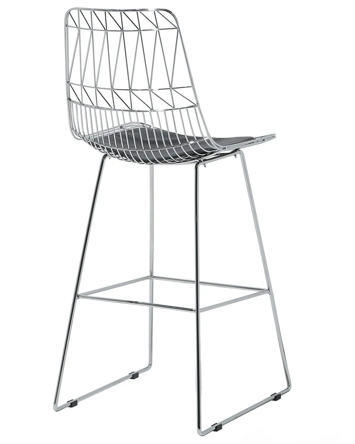 Set of 2 Bar Chairs Metal Silver Well-Suited for Variety Zentro