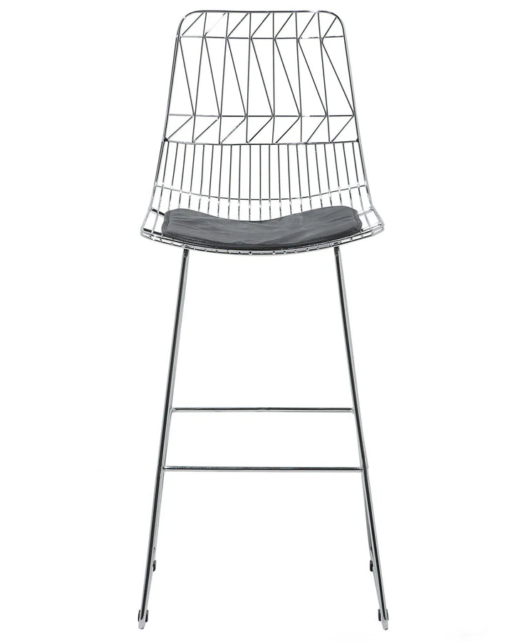 Set of 2 Bar Chairs Metal Silver Well-Suited for Variety Zentro