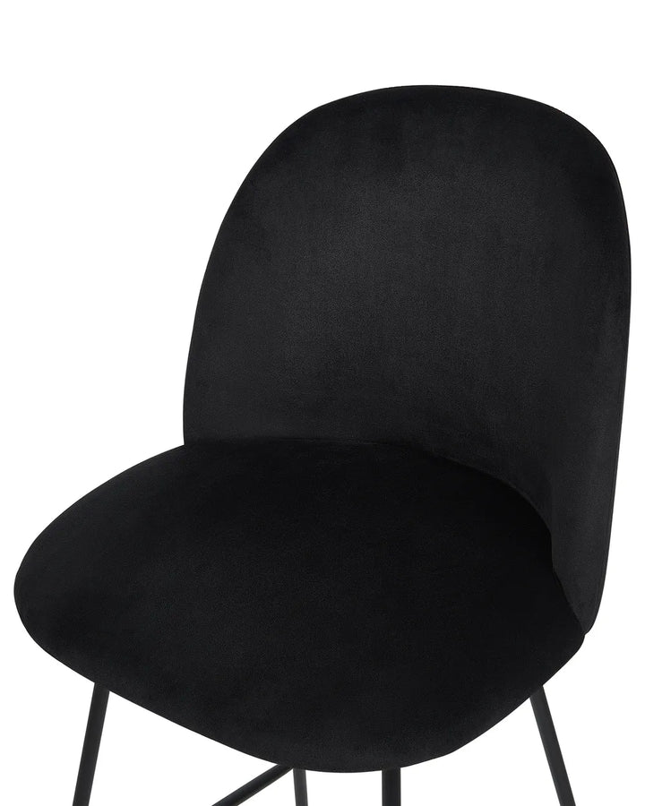 Set of 2 Bar Chairs Velvet Black Floor Protection Vellero