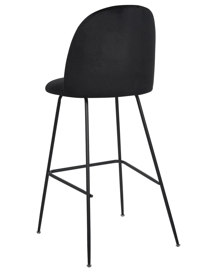 Set of 2 Bar Chairs Velvet Black Floor Protection Vellero