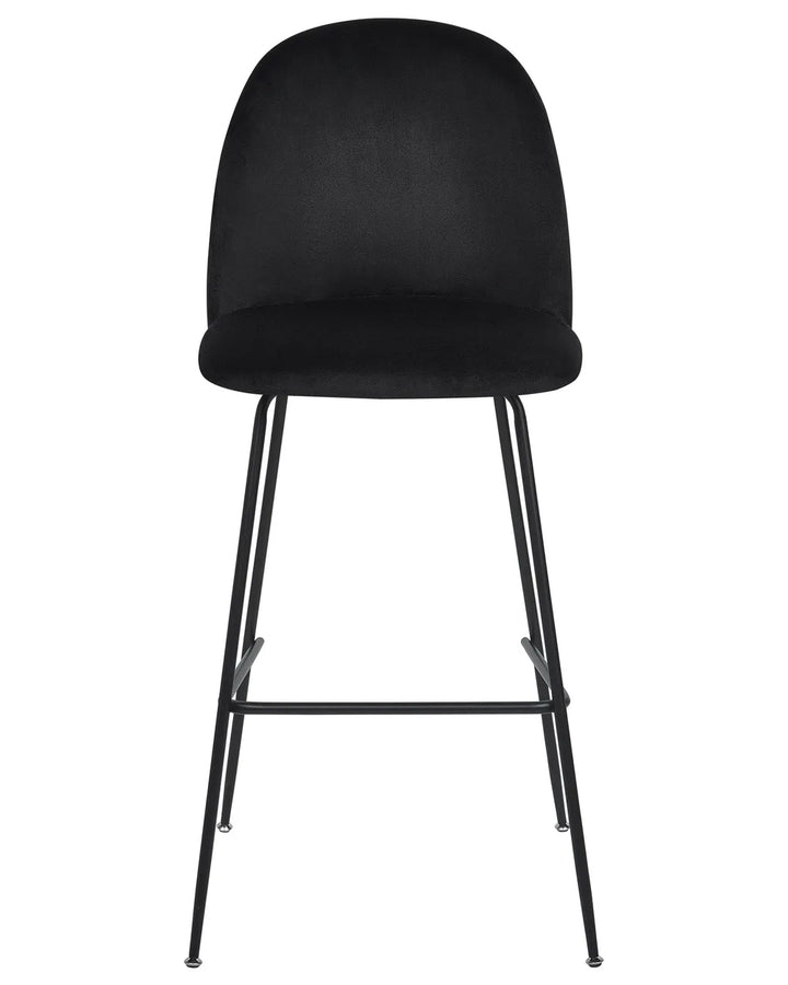 Set of 2 Bar Chairs Velvet Black Floor Protection Vellero