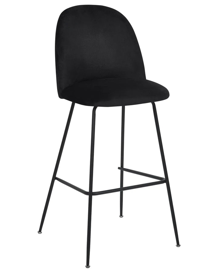 Set of 2 Bar Chairs Velvet Black Floor Protection Vellero