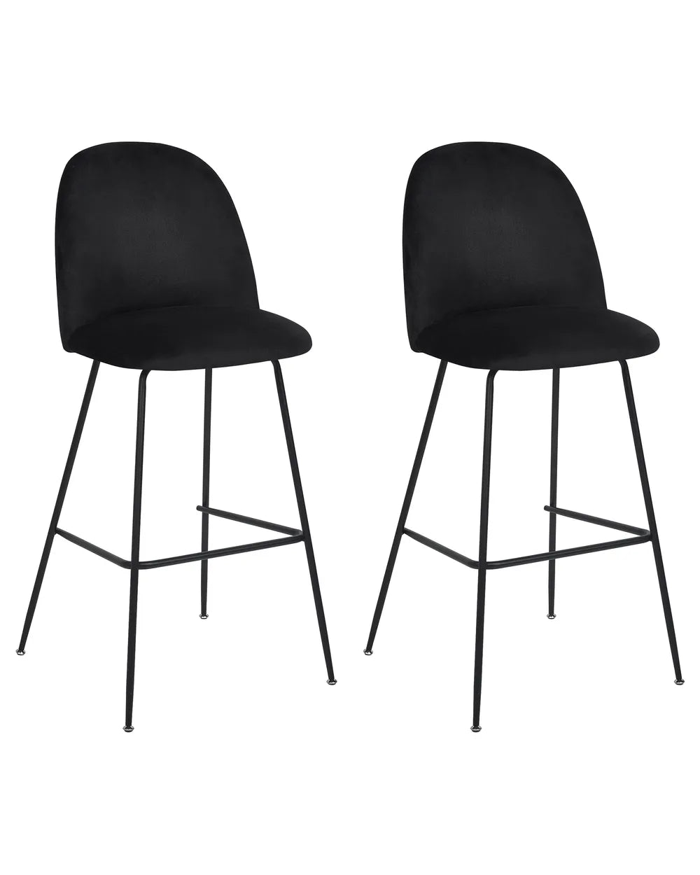 Set of 2 Bar Chairs Velvet Black Floor Protection Vellero