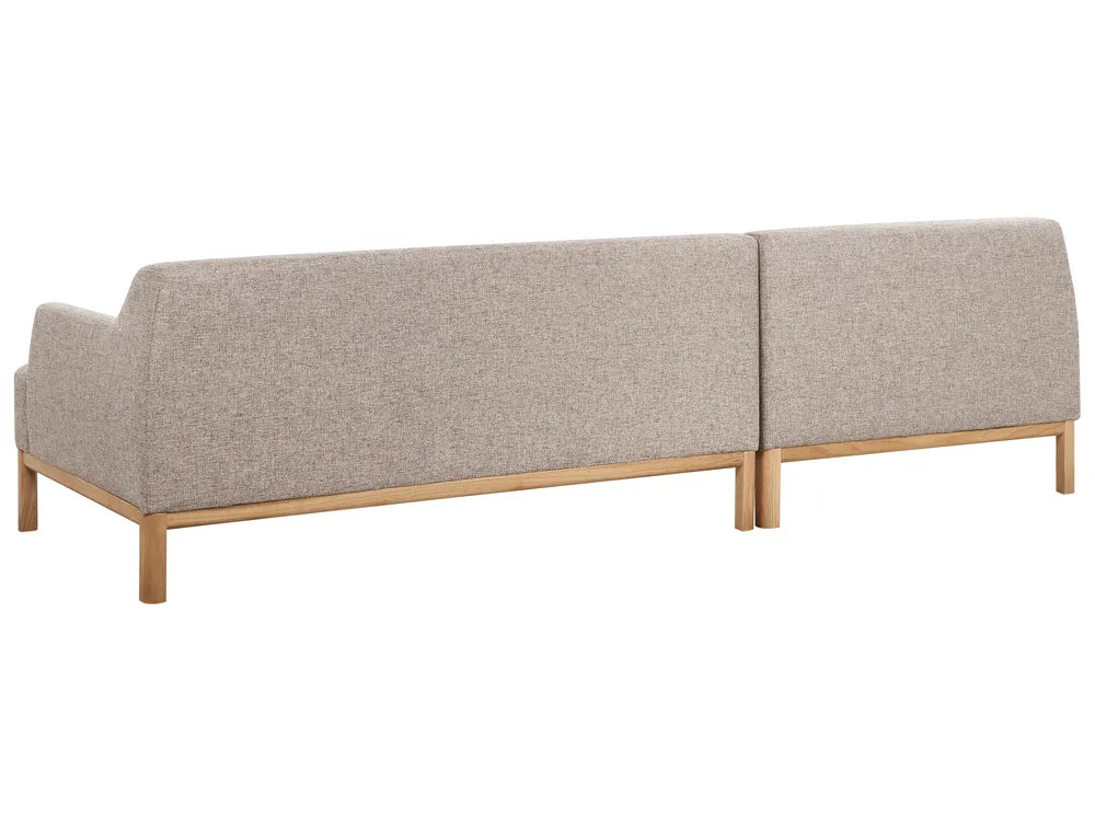 Corner Sofa 3 Seater Fabric Light Brown Right Hand Azuri