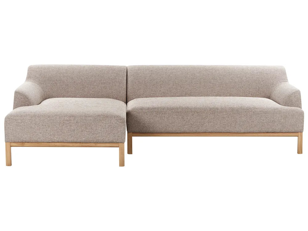 Corner Sofa 3 Seater Fabric Light Brown Right Hand Azuri