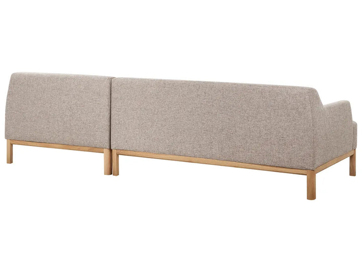 Corner Sofa 3 Seater Fabric Light Brown Left Hand Azuri