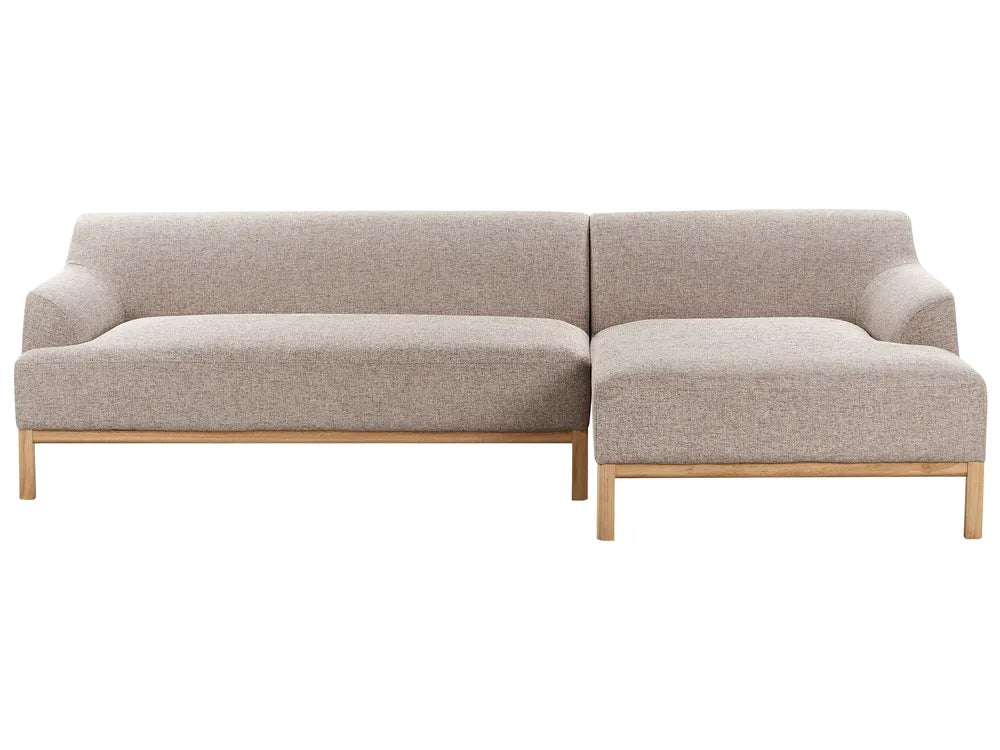 Corner Sofa 3 Seater Fabric Light Brown Left Hand Azuri