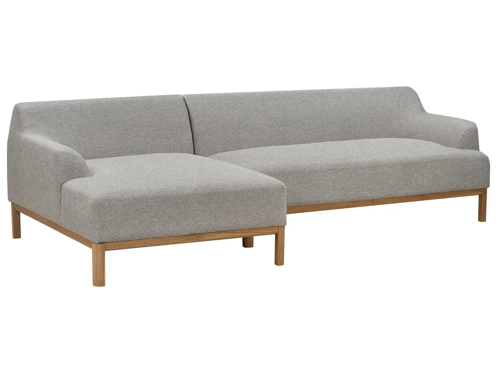 Corner Sofa 3 Seater Fabric Light Grey Right Hand Azuri