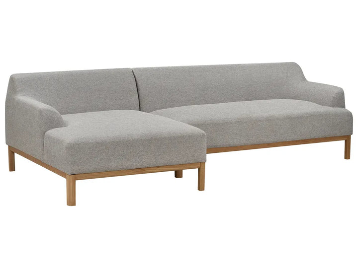 Corner Sofa 3 Seater Fabric Light Grey Right Hand Azuri