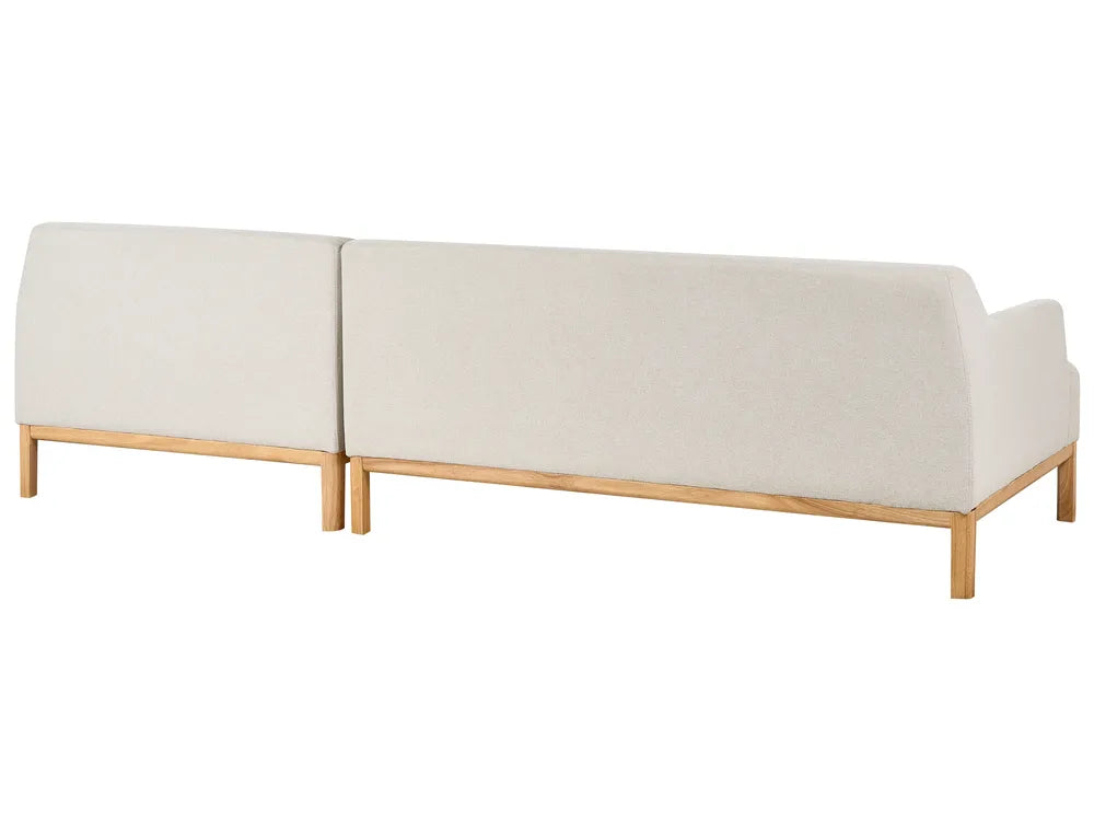 Corner Sofa 3 Seater Fabric Light Beige Left Hand Azuri