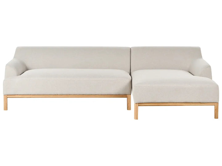 Corner Sofa 3 Seater Fabric Light Beige Left Hand Azuri