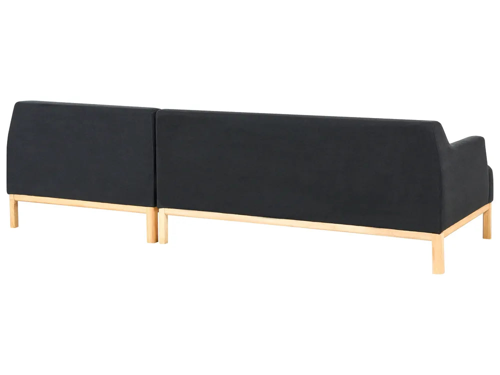 Corner Sofa 3 Seater Fabric Black Left Hand Azuri