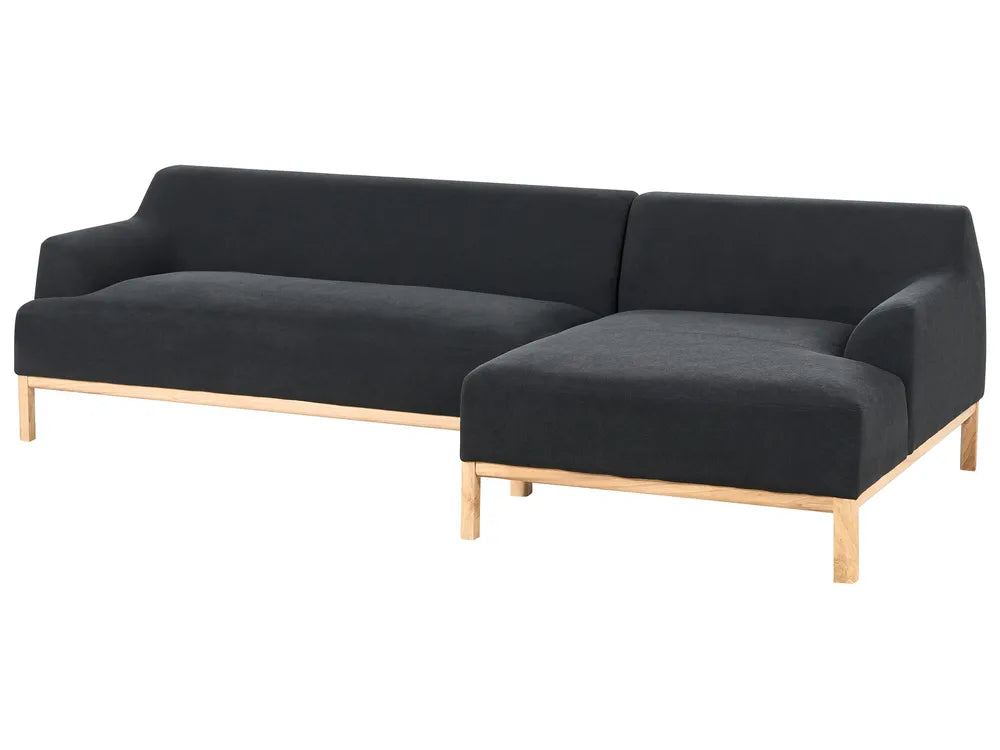 Corner Sofa 3 Seater Fabric Black Left Hand Azuri