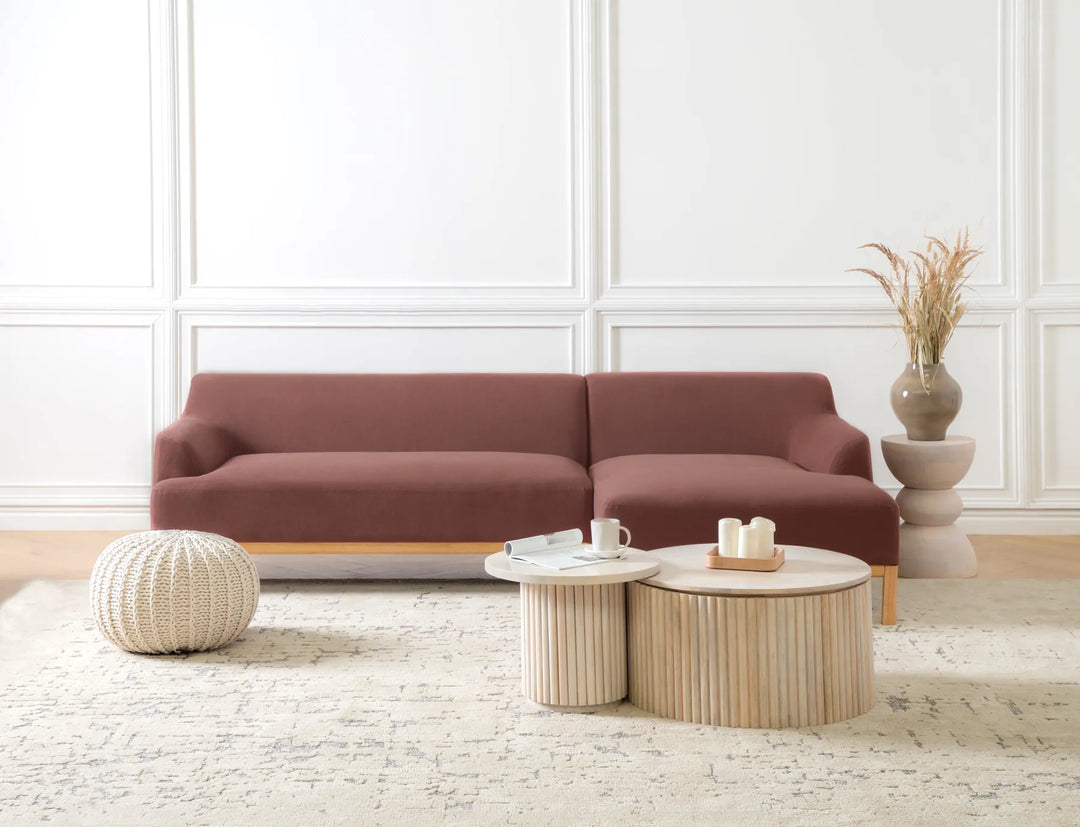 Corner Sofa 3 Seater Fabric Burgundy Left Hand Azuri