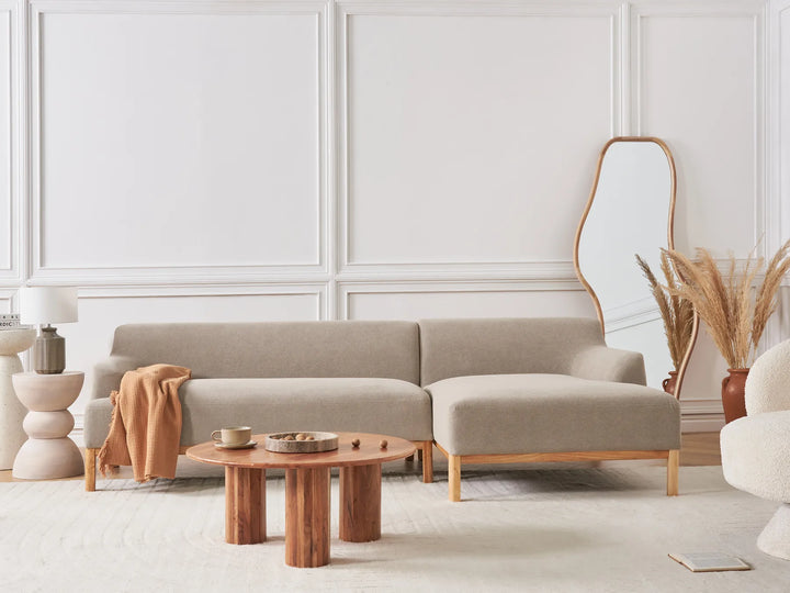 Corner Sofa 3 Seater Fabric Taupe Left Hand Azuri