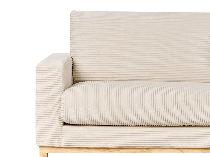 Corner Sofa 4 Seater Corduroy Light Beige Left Hand Deavan