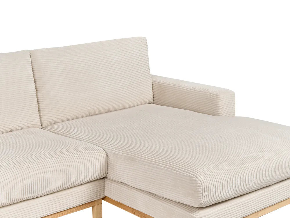 Corner Sofa 4 Seater Corduroy Light Beige Left Hand Deavan