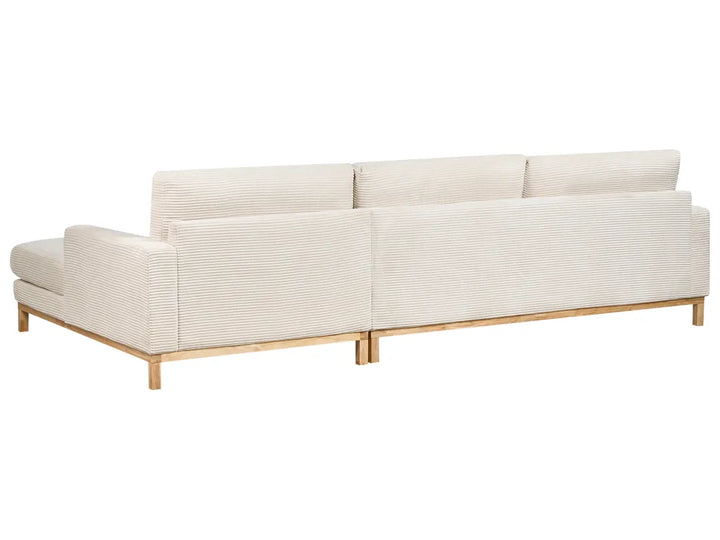 Corner Sofa 4 Seater Corduroy Light Beige Left Hand Deavan