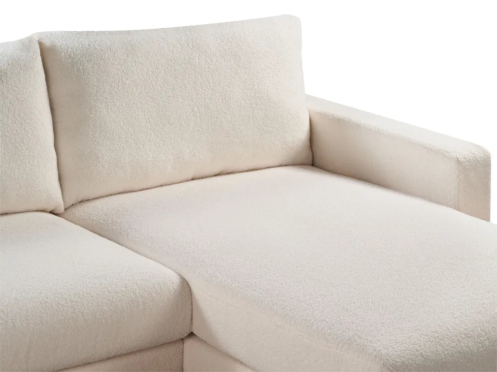 Corner Sofa 4 Seater Boucle White Left Hand Deavan