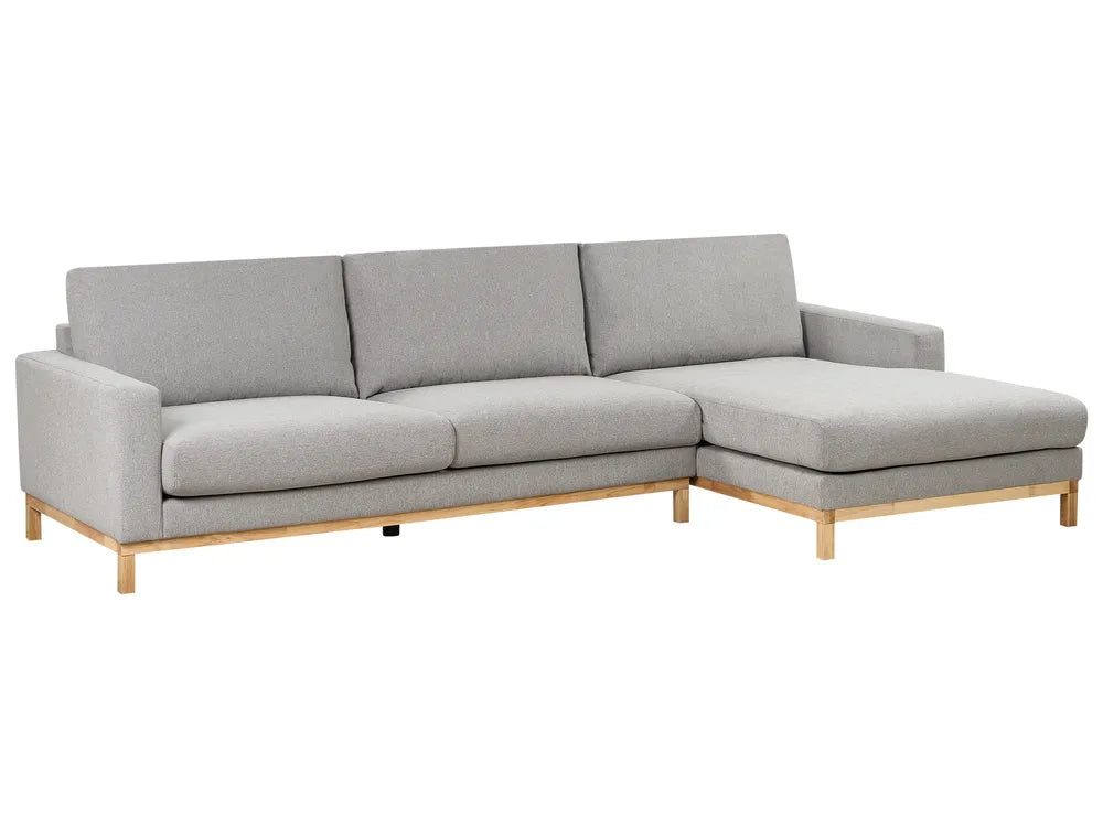 Corner Sofa 4 Seater Fabric Grey Left Hand Deavan