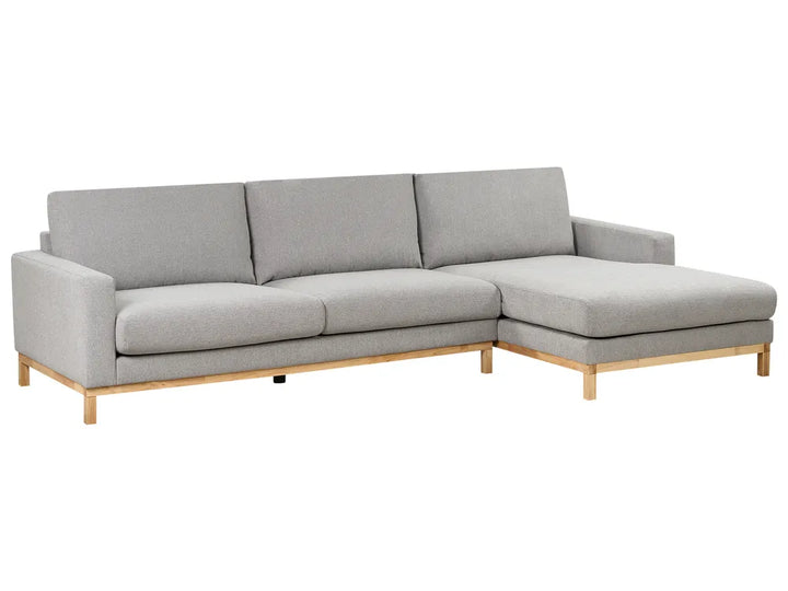Corner Sofa 4 Seater Fabric Grey Left Hand Deavan