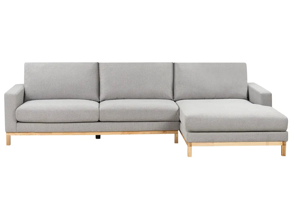 Corner Sofa 4 Seater Fabric Grey Left Hand Deavan