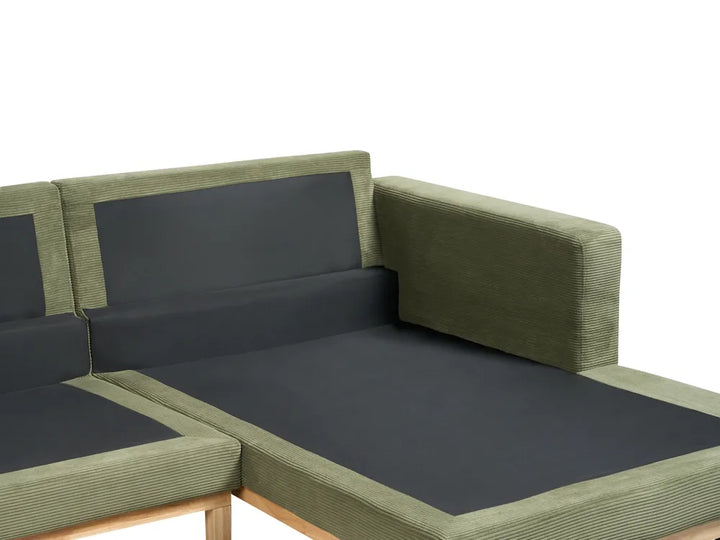 Corner Sofa 4 Seater Corduroy Green Left Hand Deavan