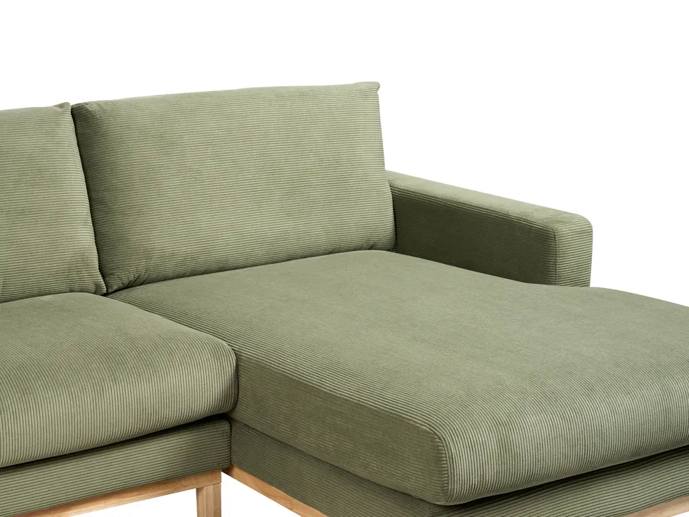 Corner Sofa 4 Seater Corduroy Green Left Hand Deavan