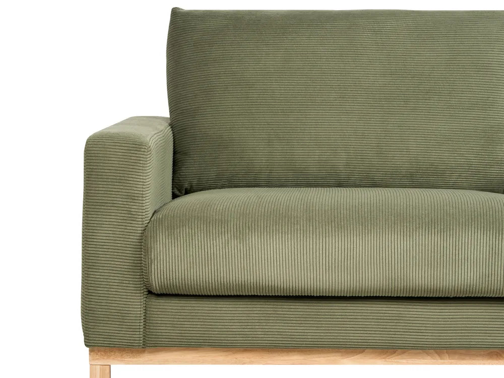 Corner Sofa 4 Seater Corduroy Green Left Hand Deavan