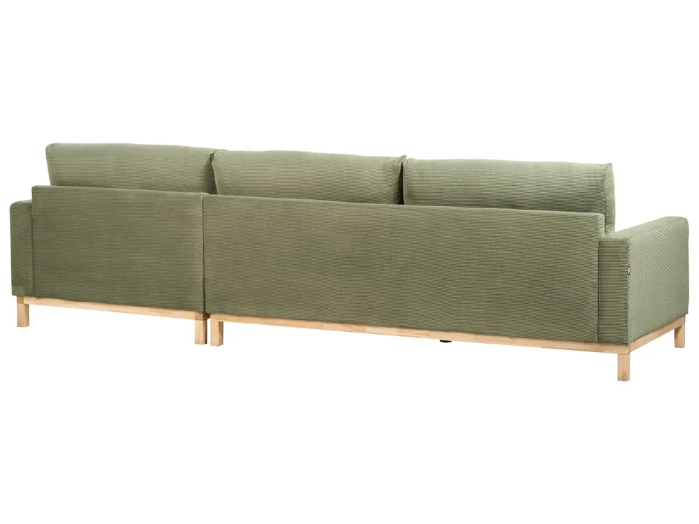 Corner Sofa 4 Seater Corduroy Green Left Hand Deavan