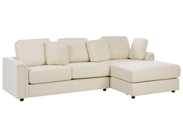 Corner Sofa 4 Seater Fabric Light Beige Left Hand Olva