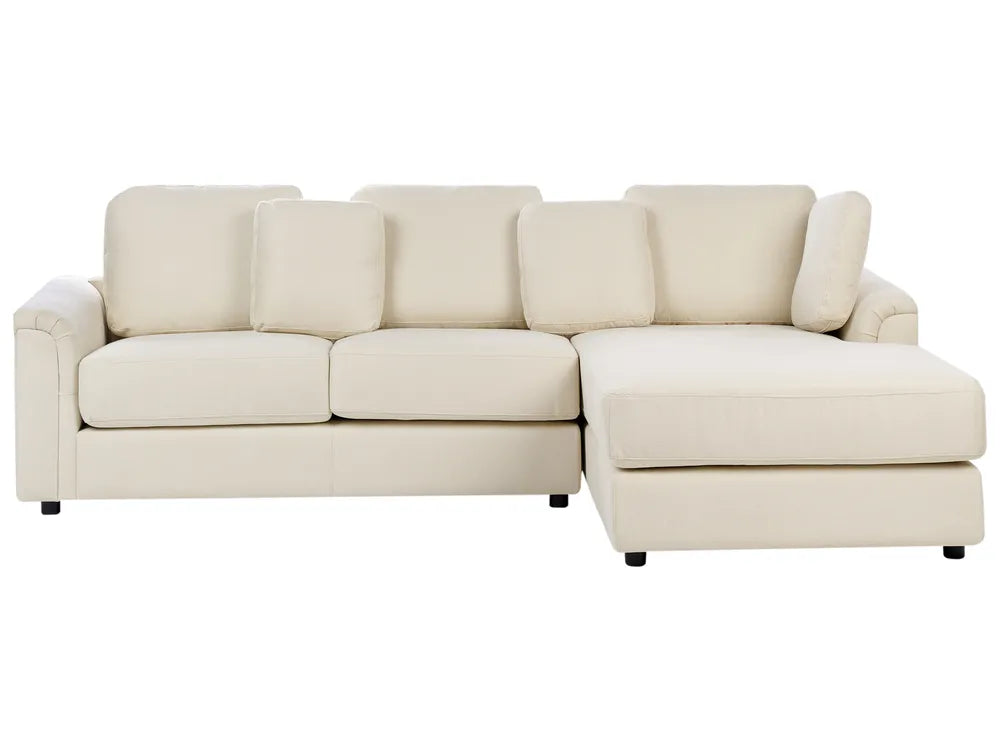 Corner Sofa 4 Seater Fabric Light Beige Left Hand Olva